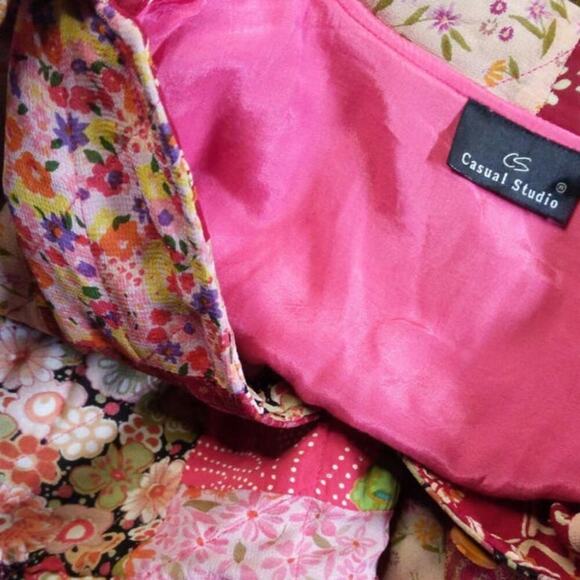 VTG Casual Studio Quilted Floral Patchwork Blazer Coat Artsy Wearable Art Small - Picture 13 of 15